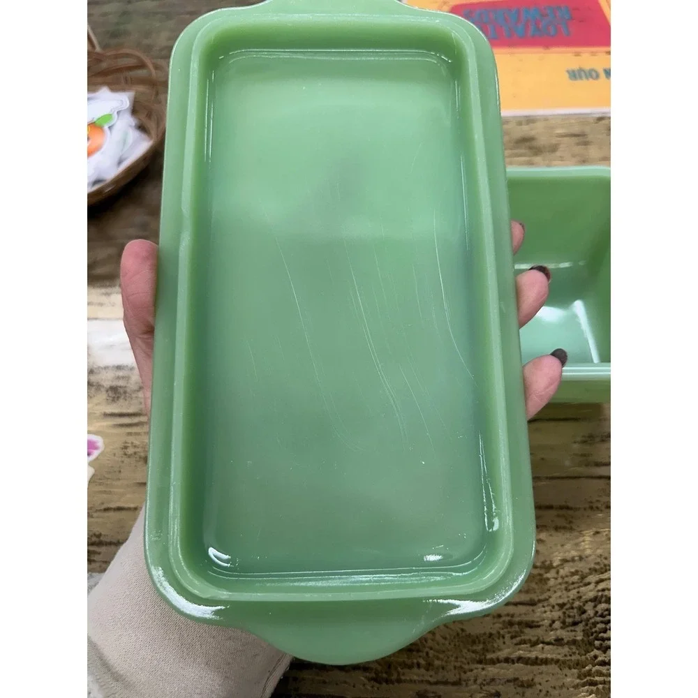 Vintage HTF Fire-King Jadeite Philbe Large Refrigerator Dish